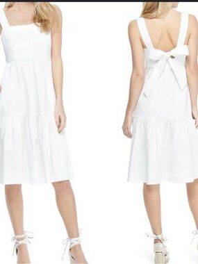 Gal Meets Glam Collection Desiree Bow Back Dress White Cotton Coquette Size 8
